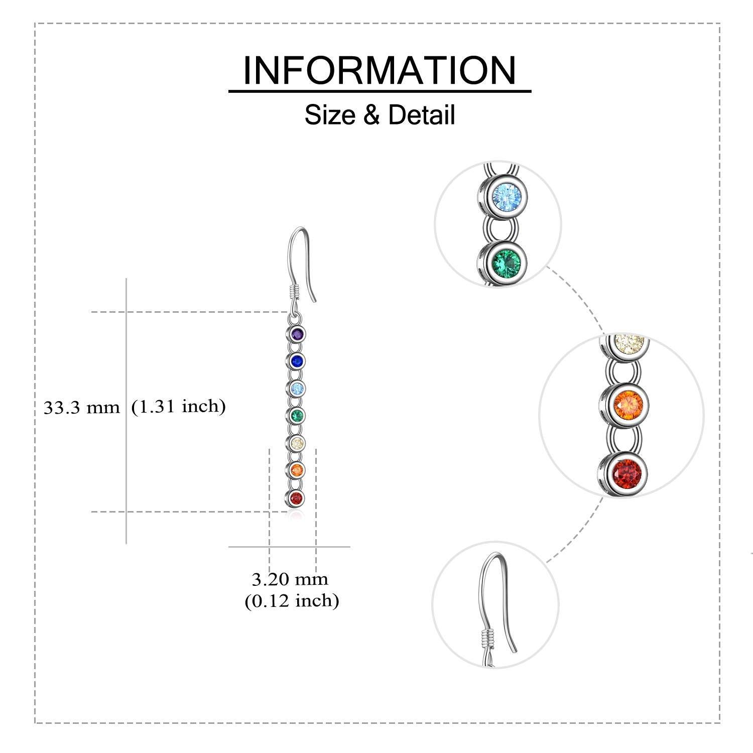 Sterling Silver Chakra Earrings Chakra dangle Drop Earrings Chakra Gifts for Women - zenfulharmony.com