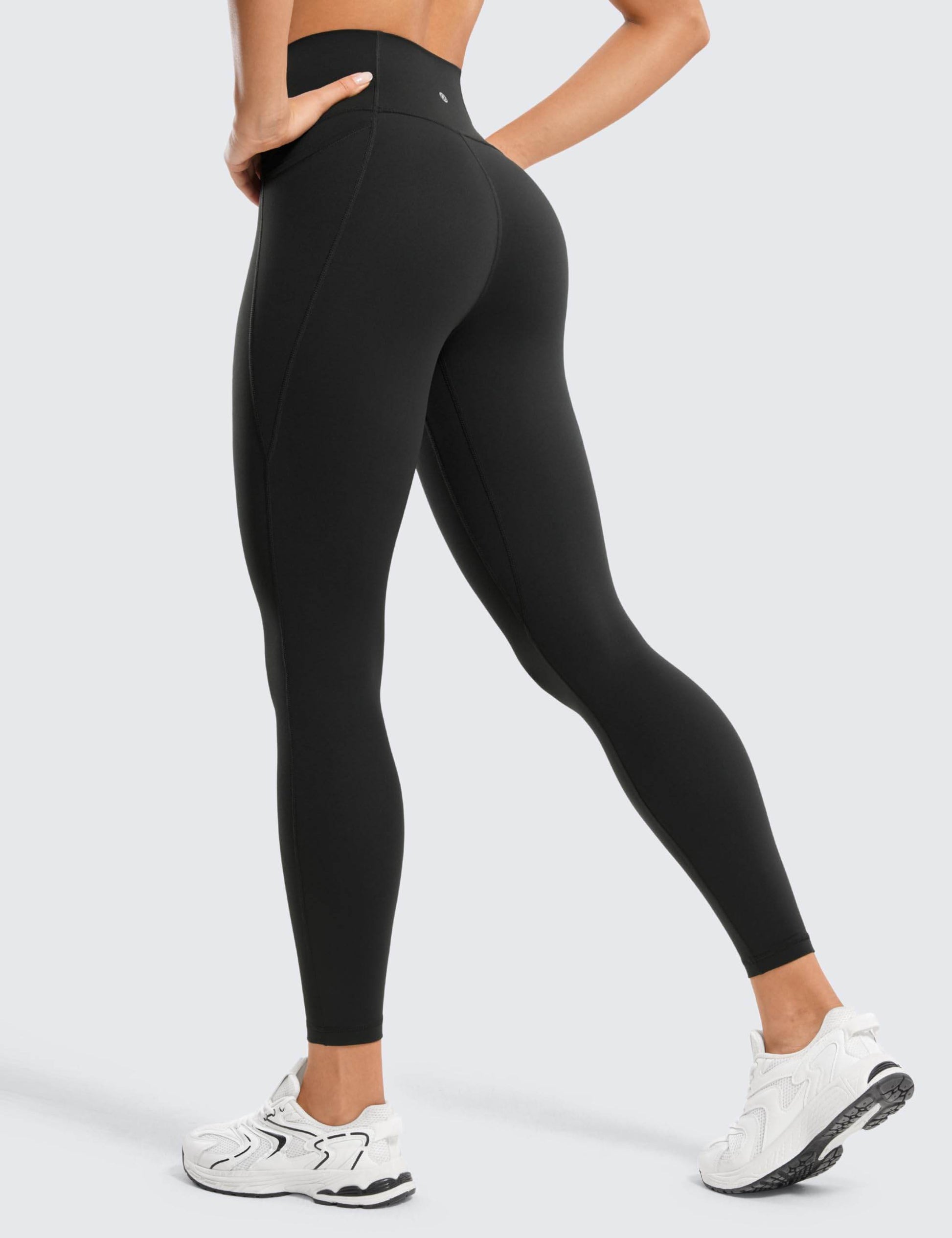 CRZ YOGA Womens Butterluxe Workout Leggings 25 Inches - High Waisted Gym Yoga Pants with Pockets Buttery Soft Black Medium - zenfulharmony.com