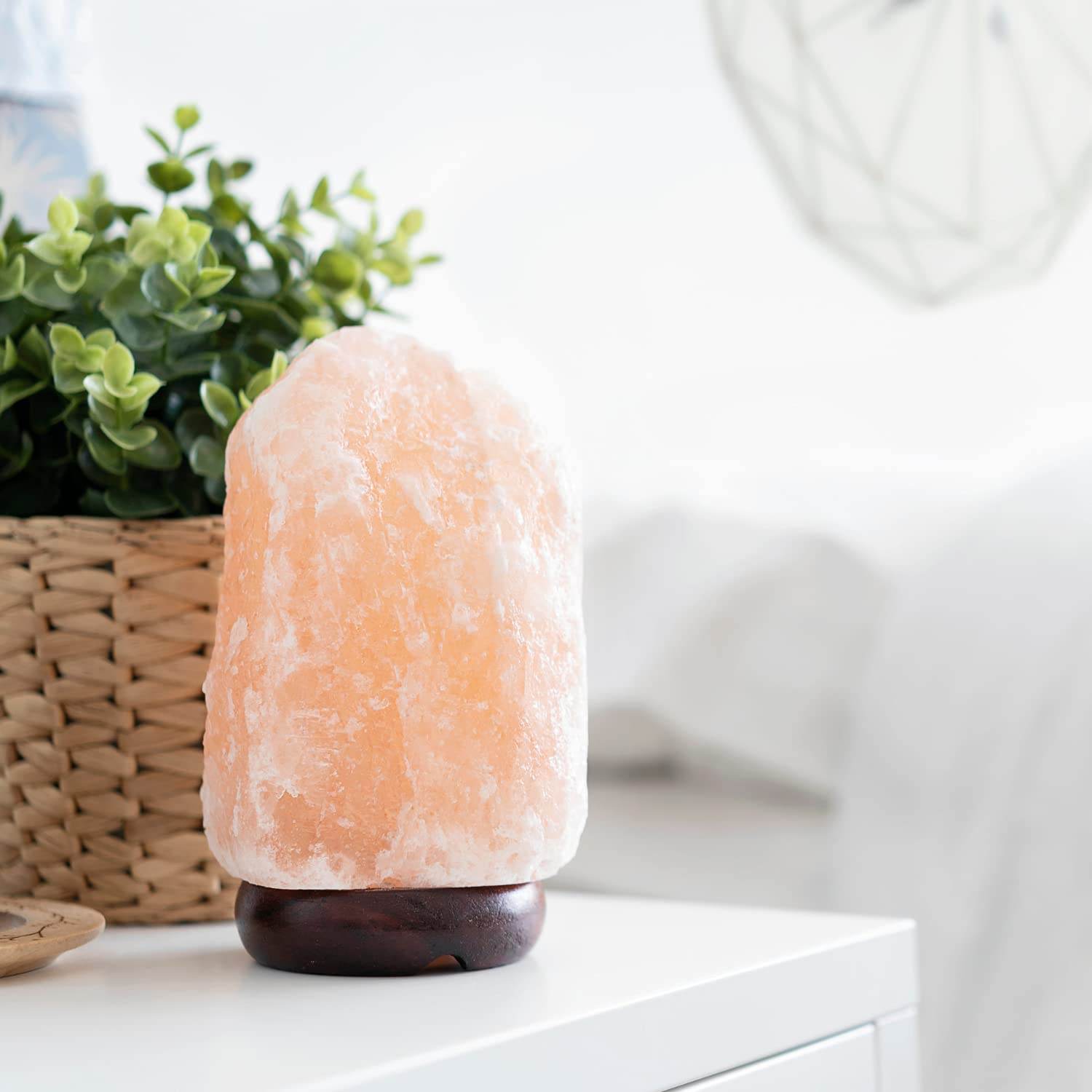 7 Inch Himalayan Salt Lamp with Dimmer Cord - Night Light Natural Crystal Rock Classic Wood Base Authentic from Pakistan - zenfulharmony.com