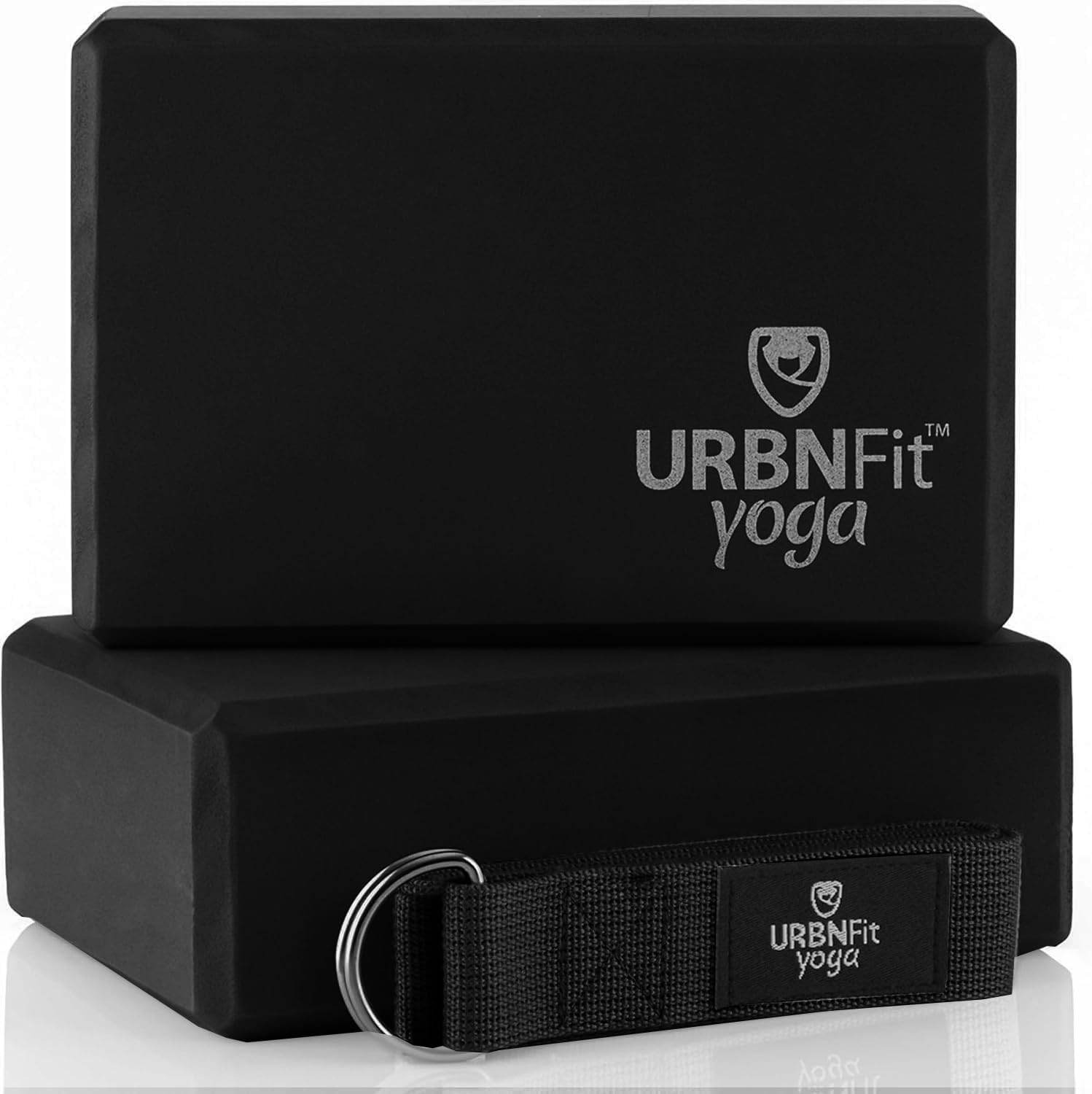 URBNFit Yoga Blocks 2 Pack - Sturdy Foam Yoga Block Set with Strap for Exercise, Pilates Workout, Stretching, Meditation, Stability - High Density Non Slip Brick, Fitness Accessories - zenfulharmony.com