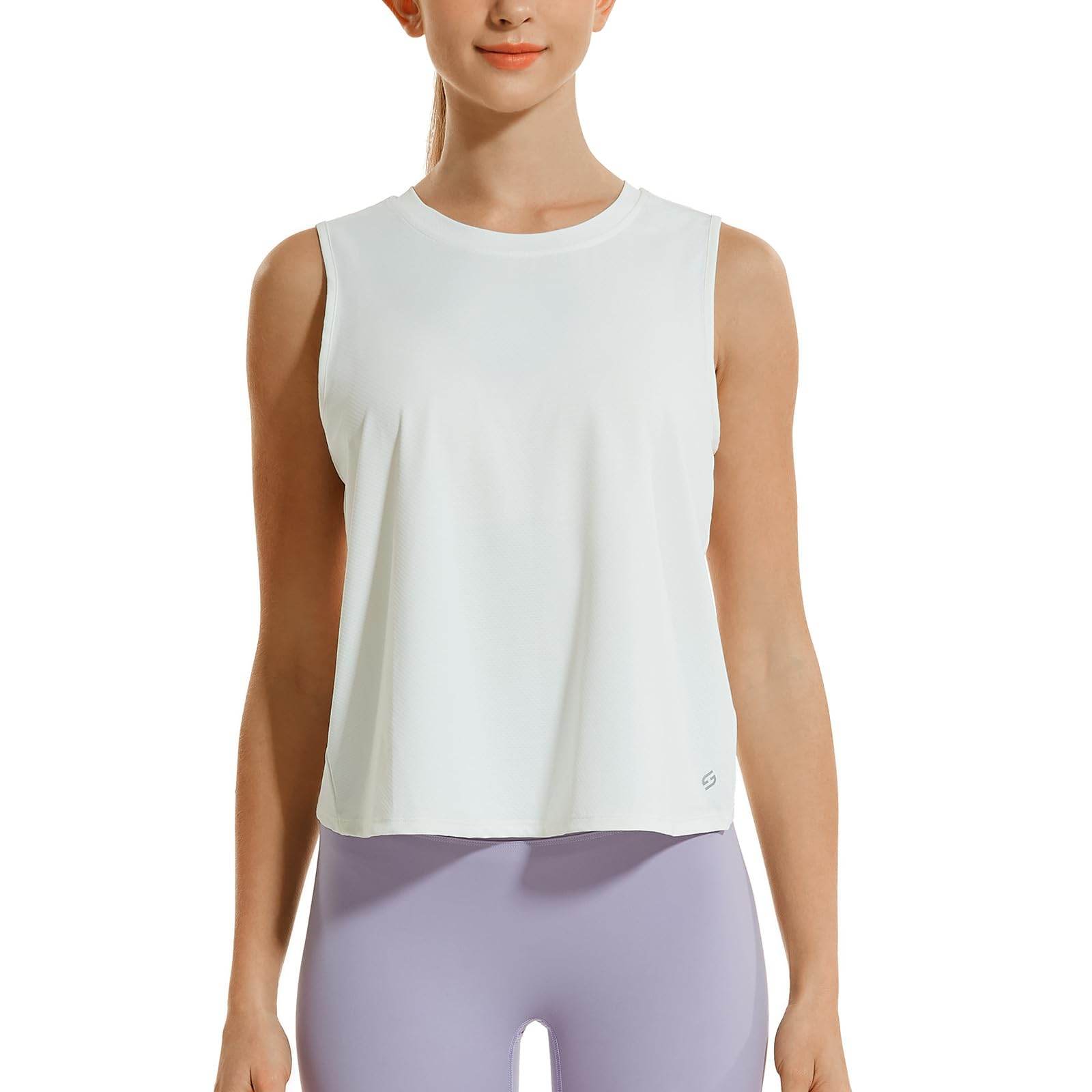 HODOSPORTS Womens Workout Tops Open Back Tank Tops Sleeveless Athletic Yoga Shirts Loose Fit in White Medium - zenfulharmony.com