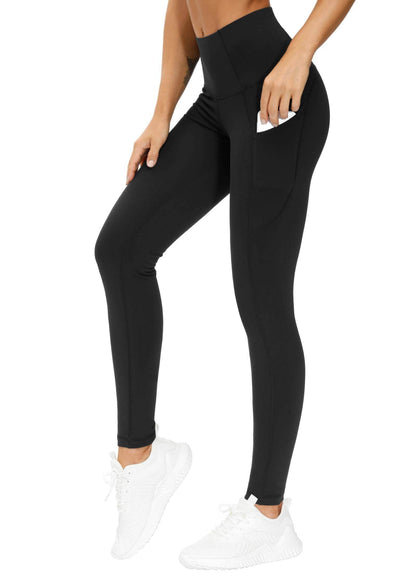 THE GYM PEOPLE Thick High Waist Yoga Pants with Pockets, Tummy Control Workout Running Yoga Leggings for Women (Large, Black) - zenfulharmony.com