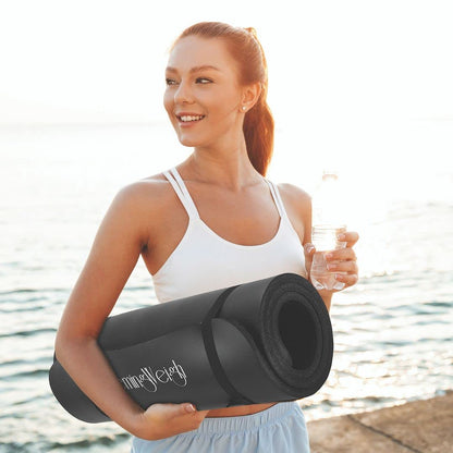 HemingWeigh 1 Inch Extra Thick Non Slip Yoga Mat - Exercise Mats for Home Workouts, Black (70"L x 23"W) - zenfulharmony.com