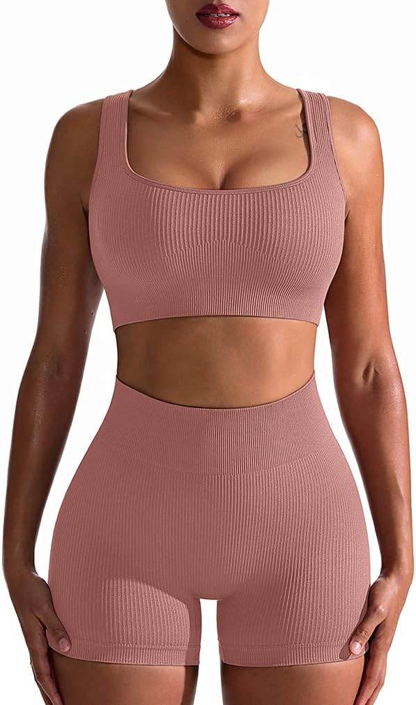 OQQ Workout Outfits for Women 2 Piece Seamless Ribbed High Waist Leggings with Sports Bra Exercise Set… - zenfulharmony.com