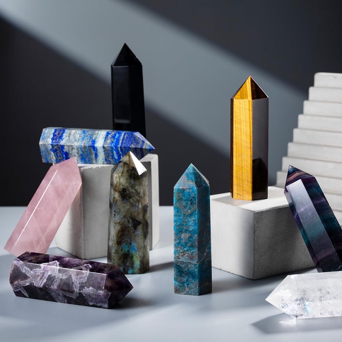 CASMON Large Healing Crystal Wands 3.9"-4.3"(10-11cm), Natural Rose Quartz Obelisk Crystal Tower Stone, 6 Faceted Single Healing Crystal Point for Reiki Chakra Meditation Therapy (1PC) - zenfulharmony.com