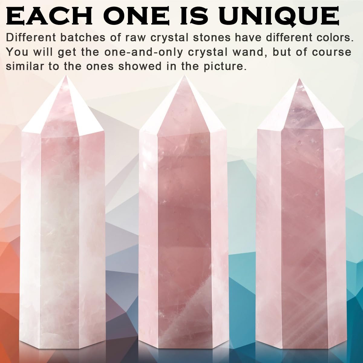 CASMON Large Healing Crystal Wands 3.9"-4.3"(10-11cm), Natural Rose Quartz Obelisk Crystal Tower Stone, 6 Faceted Single Healing Crystal Point for Reiki Chakra Meditation Therapy (1PC) - zenfulharmony.com