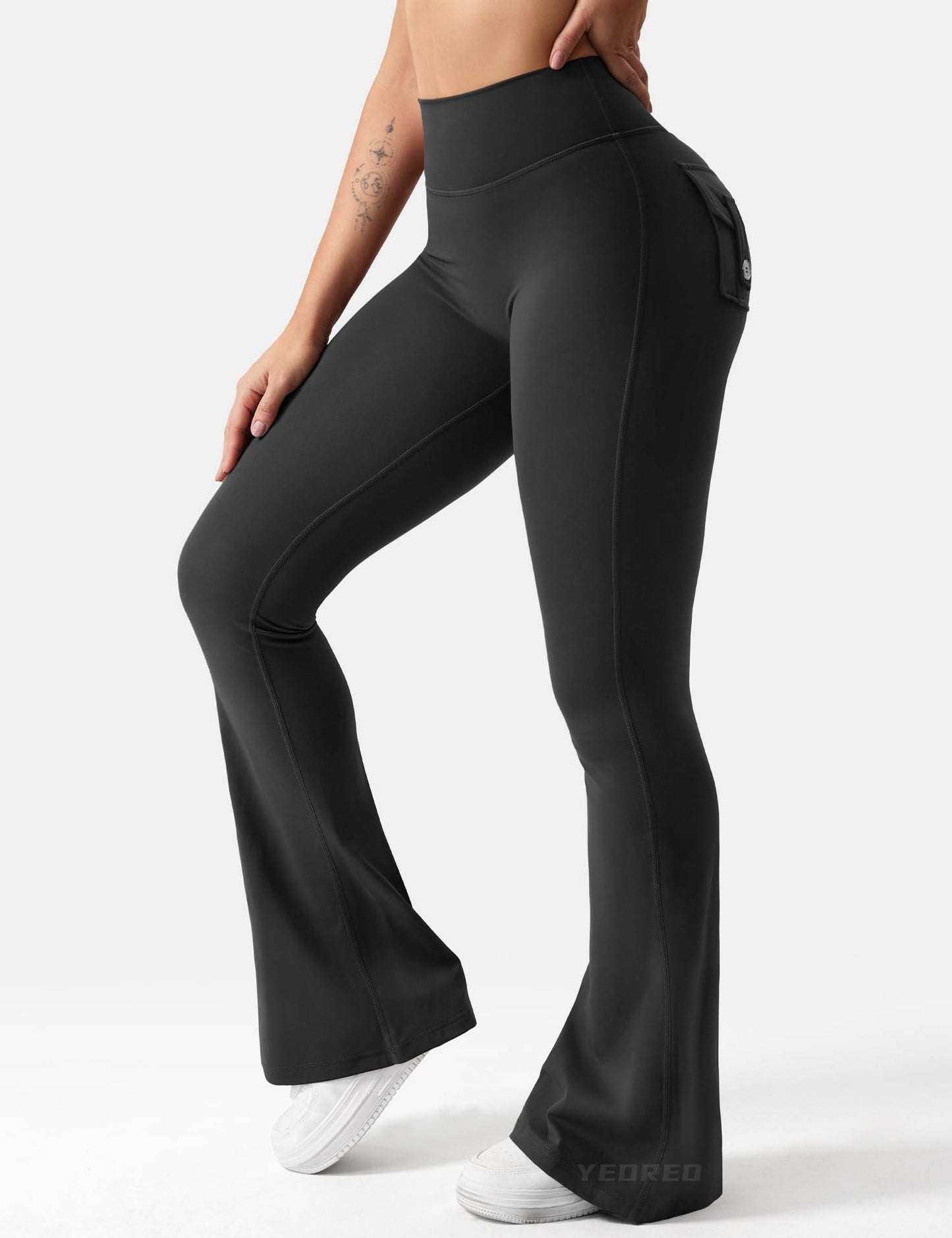 YEOREO Flare Leggings with Pockets for Women Brittany Leggings Workout Leggings for Women Butt Lifting Gym Yoga Leggings Black M - zenfulharmony.com