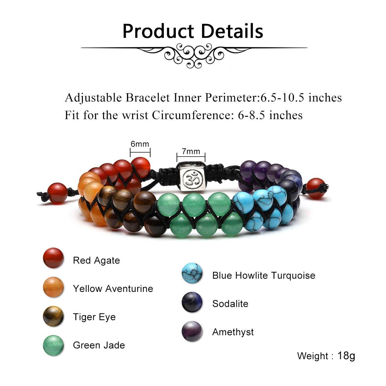 Top Plaza 7 Chakra Bracelet for Women Men Healing Crystals Bead Chakra Bracelet Yoga 6mm Stone Beads Bracelets Meditation Relax Anxiety Jewelry - zenfulharmony.com