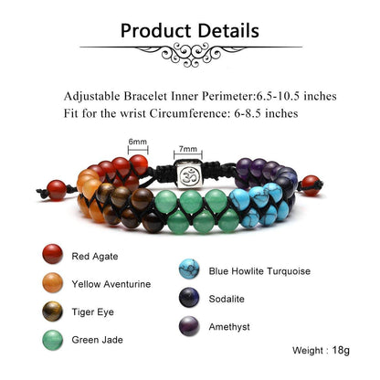 Top Plaza 7 Chakra Bracelet for Women Men Healing Crystals Bead Chakra Bracelet Yoga 6mm Stone Beads Bracelets Meditation Relax Anxiety Jewelry - zenfulharmony.com