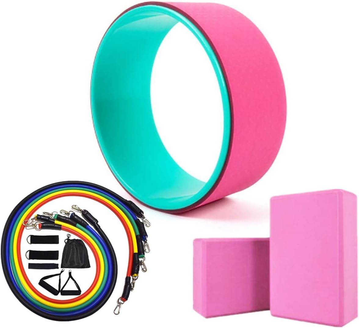 Yoga Wheel & 2 pcs Yoga Blocks & 5 pcs Resistance Bands Combo Value Pack - zenfulharmony.com