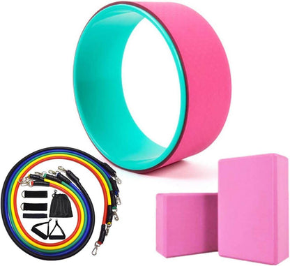 Yoga Wheel & 2 pcs Yoga Blocks & 5 pcs Resistance Bands Combo Value Pack - zenfulharmony.com