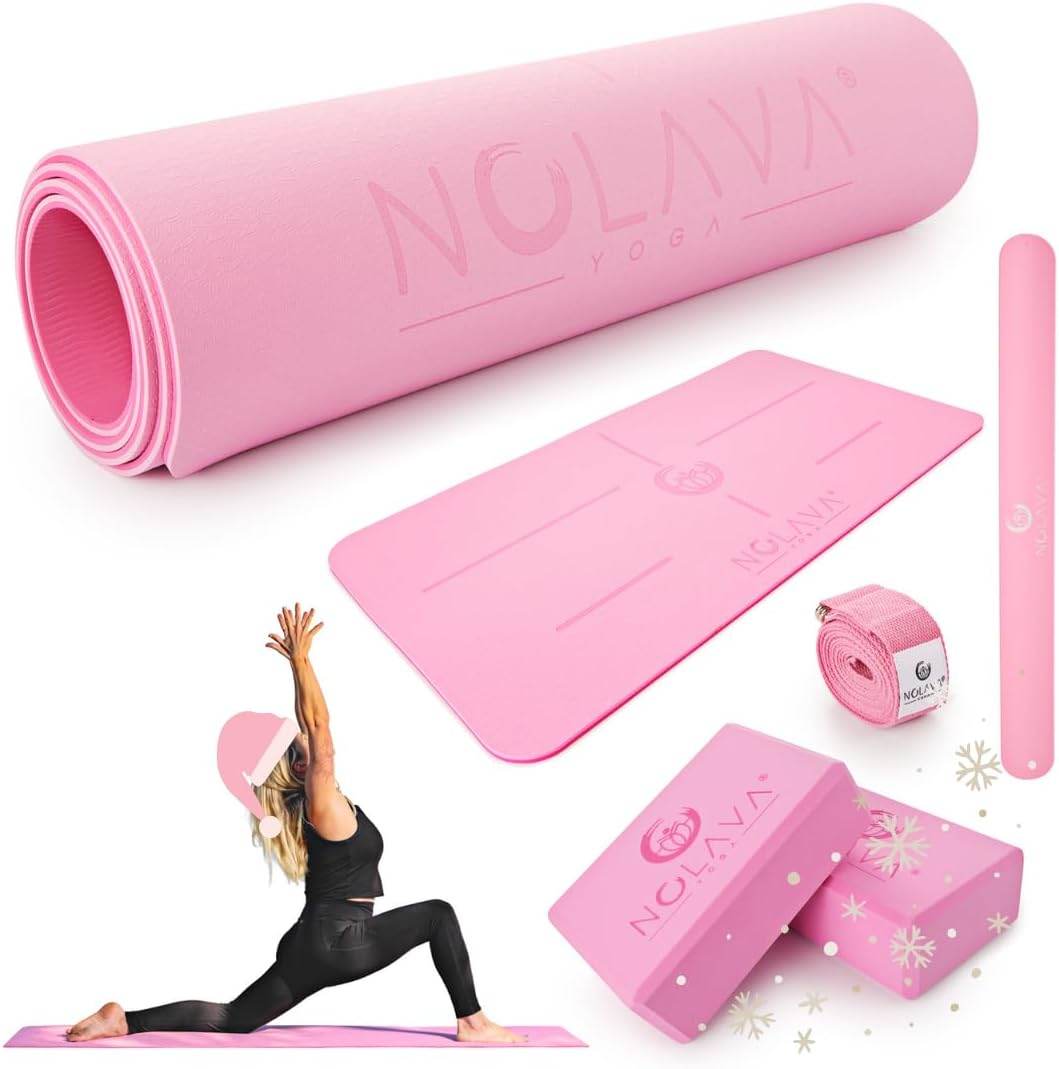 NOLAVA Yoga Mats & Complete Sets - TPE, Non-Slip, Eco-Friendly - Includes Mat, Blocks, Strap, & More (6pc or 7pc Sets) - For Pilates, Yoga & Fitness - zenfulharmony.com