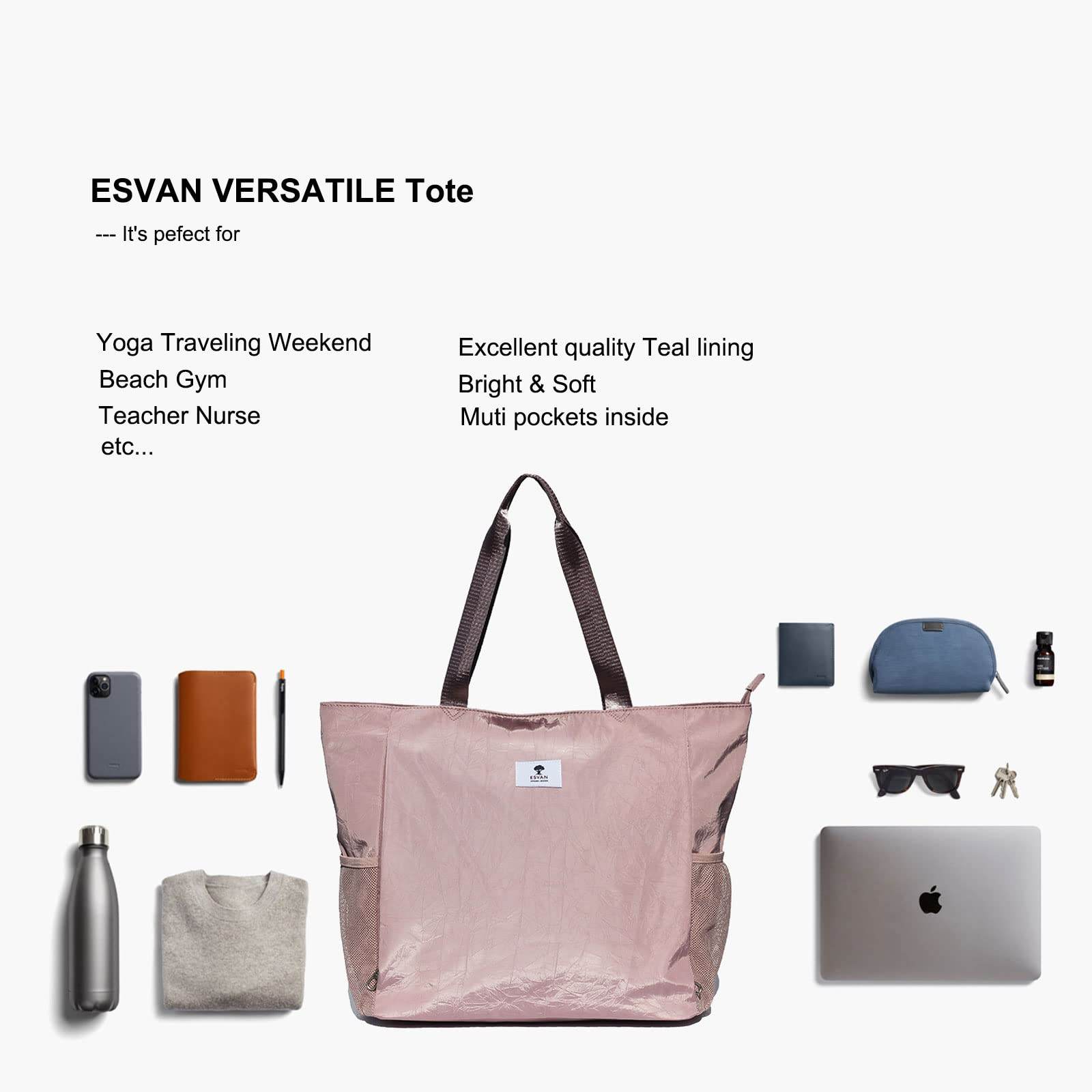 ESVAN Yoga Mat Bag Yoga Tote Carrier Shoulder Bag Carryall Tote for Office,Yoga,Pilates,Travel,Beach and Gym (B pinkish purple) - zenfulharmony.com