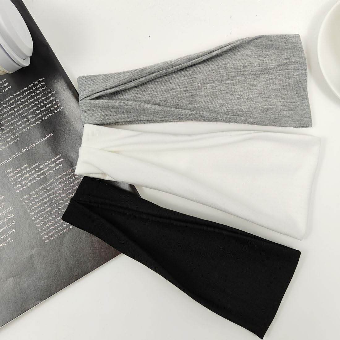 Fashion Headbands For Women Wide Headband Yoga Workout Head Bands Hair Accessories Band Black White Gray 6 Pack - zenfulharmony.com