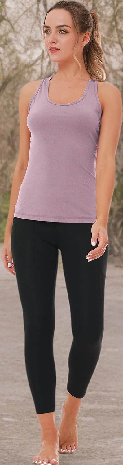 6 or 5 Pack Workout Tank Tops for Women, Athletic Racerback Sports Tank Tops, Compression Sleeveless Dry Fit Shirts - zenfulharmony.com