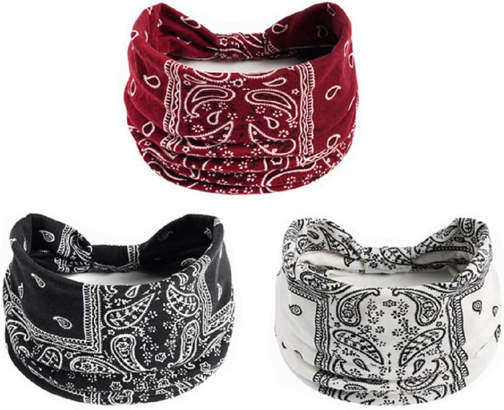 K-Elewon 3 Pack Women Wide Elastic Head Wrap Headband Sports yoga Hair Band - zenfulharmony.com