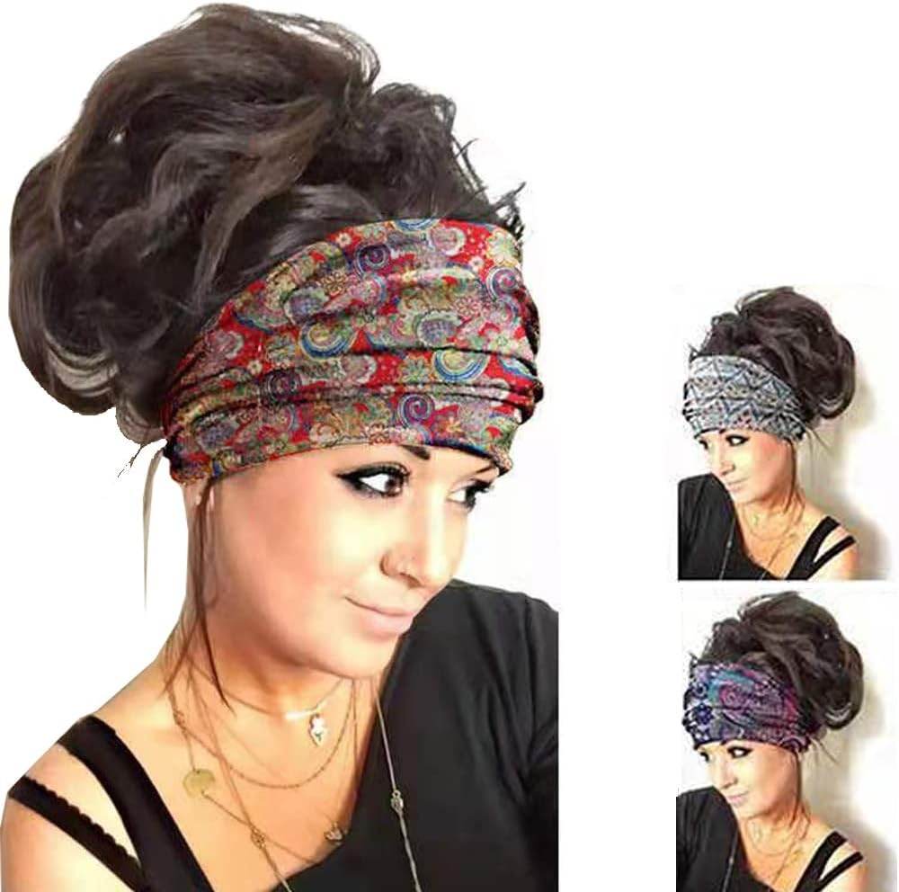 K-Elewon 3 Pack Women Wide Elastic Head Wrap Headband Sports yoga Hair Band - zenfulharmony.com