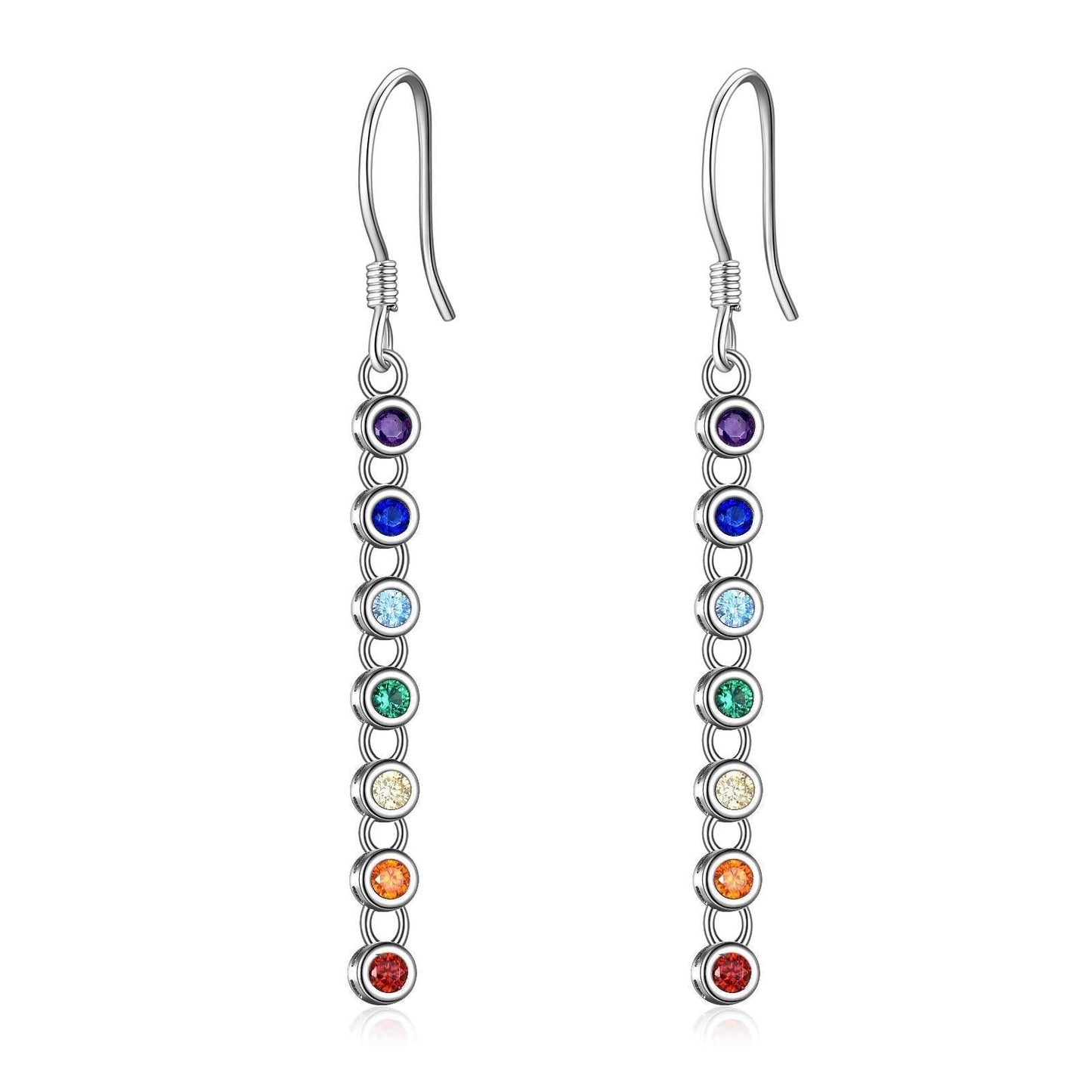 Sterling Silver Chakra Earrings Chakra dangle Drop Earrings Chakra Gifts for Women - zenfulharmony.com