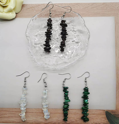 SAMOCO 10 Pairs Natural Stone Beaded Dangle Earrings for Women Colorful Crystal Drop Hook Earrings Chakra Gemstone Chip Earrings Set Meditation Yoga Jewelry - zenfulharmony.com