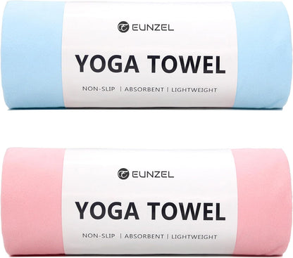 Eunzel 2 Pack Hot Yoga Towel Non Slip Yoga Mat Towel Non-Slip Sweat Absorbent Microfiber Towel for Hot Yoga, Pilates and Workout 72" x 26.5", Blue/Purple - zenfulharmony.com