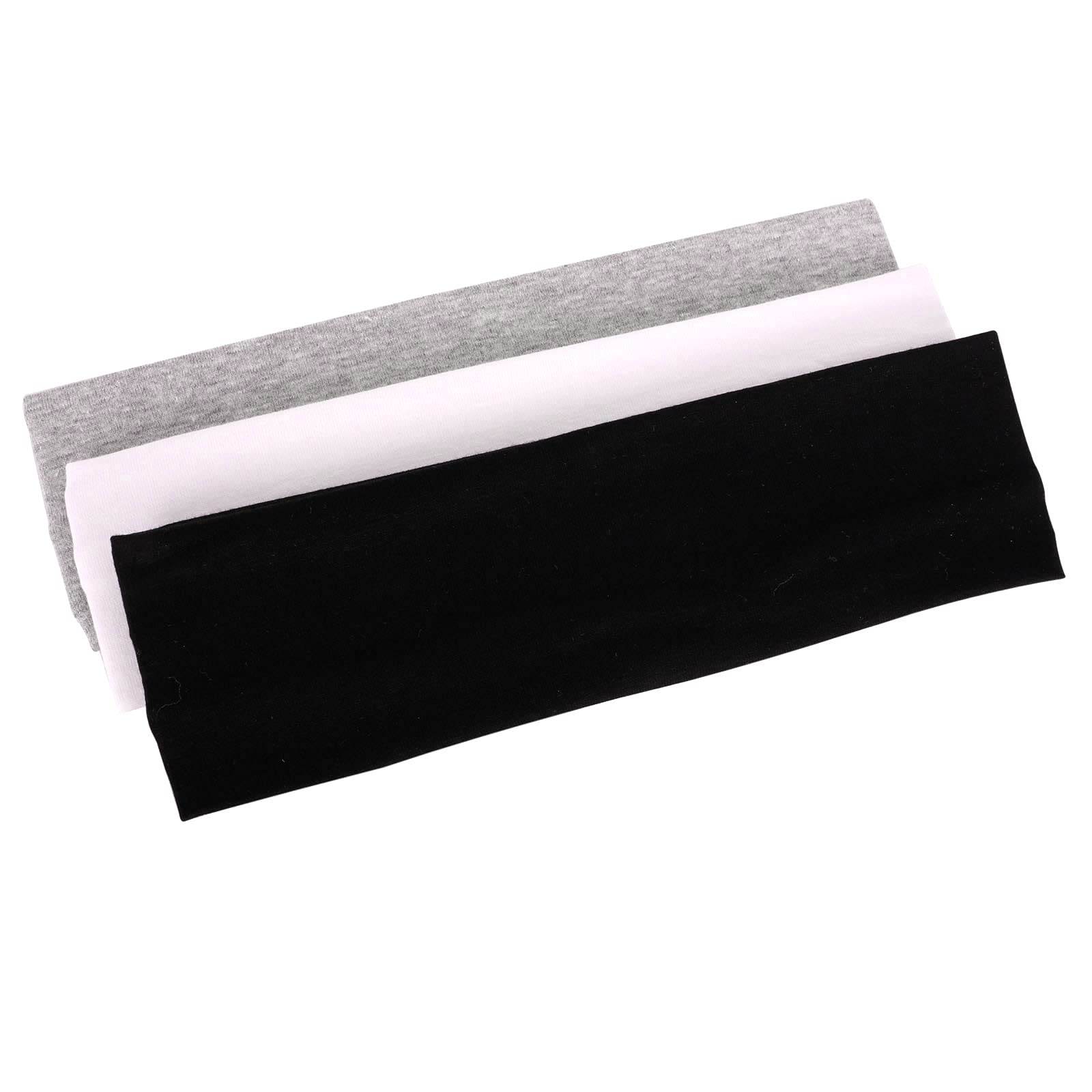 MapofBeauty 3 Pack Yoga Headbands Stretchy Cotton Head Band Hairwarp Sports Running Exercise Gym (Solid Color) - zenfulharmony.com
