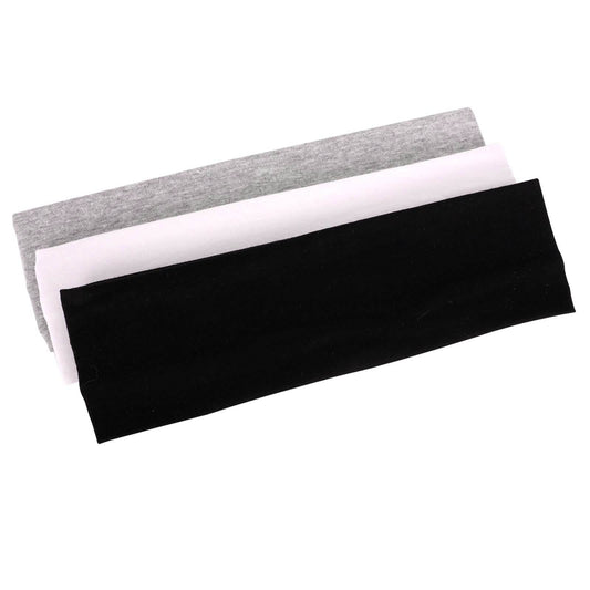 MapofBeauty 3 Pack Yoga Headbands Stretchy Cotton Head Band Hairwarp Sports Running Exercise Gym (Solid Color) - zenfulharmony.com