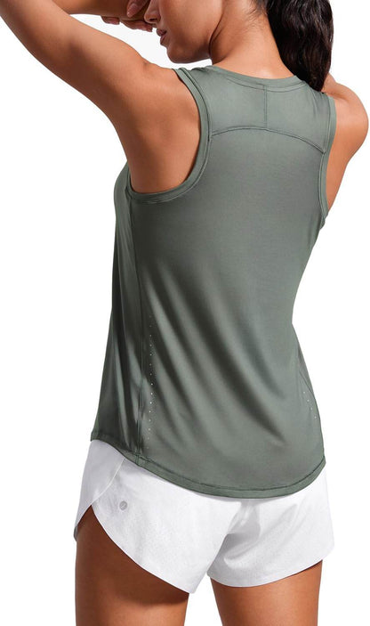 CRZ YOGA Lightweight Racerback Tank Tops for Women High Neck Workout Athletic Running Sleeveless Shirts - zenfulharmony.com