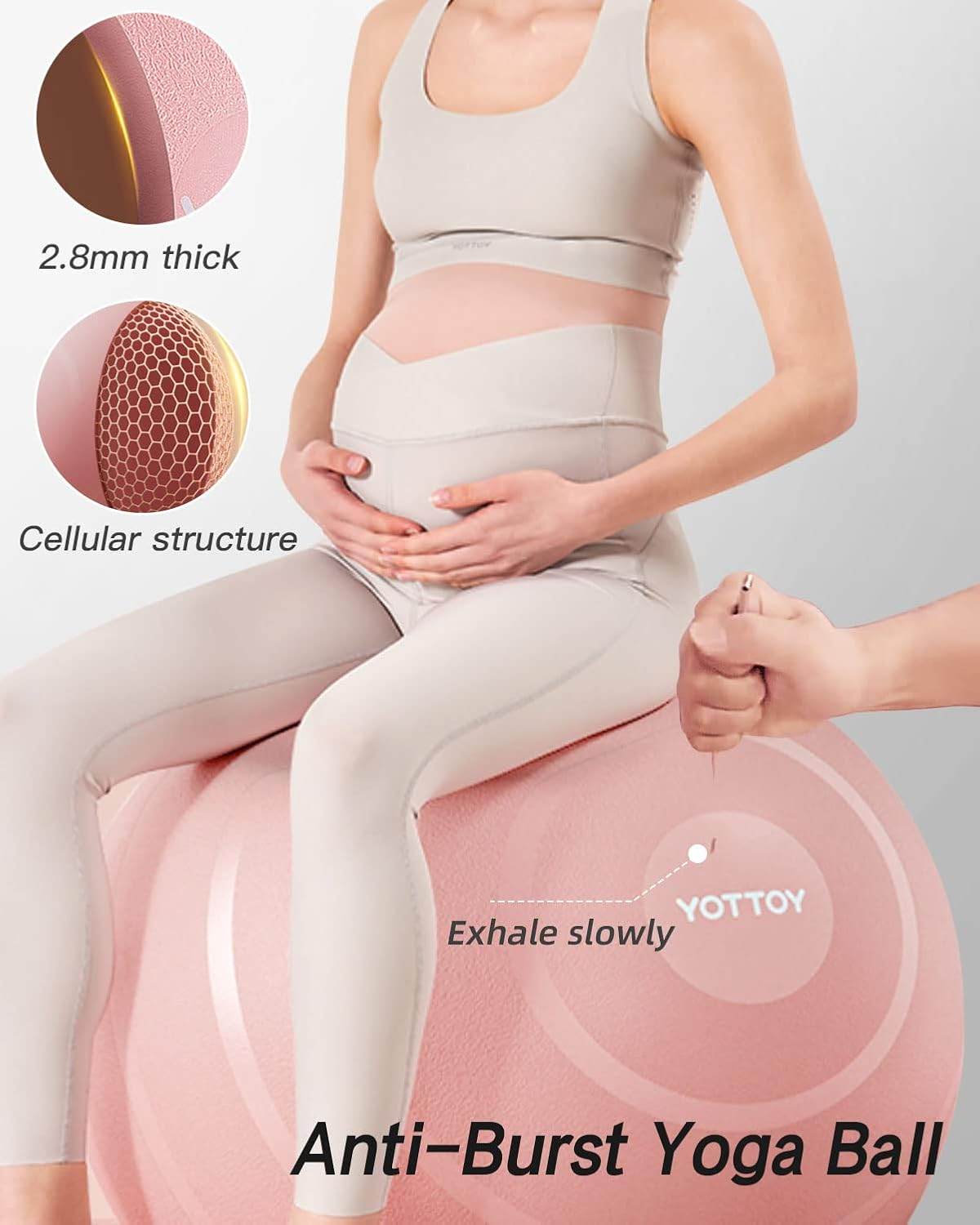 YOTTOY Anti-Burst Exercise Ball for Working Out, Yoga Ball for Pregnancy,Extra Thick Workout Ball for Physical Therapy,Stability Ball for Ball Chair Fitness with Pump - zenfulharmony.com