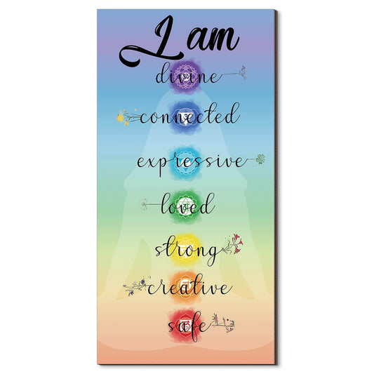 Chakra Quotes Sign Wall Decor Yoga Zen Wall Art Wooden Spiritual Decor Motivational Meditation Wall Art Zen Buddhism Spa Room Decor for Yoga Living Room Bedroom Bathroom Wall Decorations (Safe Style) - zenfulharmony.com