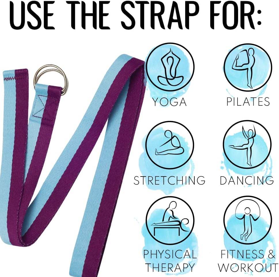 TECEUM Yoga Strap & Mat Strap – 2 IN 1 – Cotton – 6 ft 8 ft 10 ft (30+ colors) – Adjustable Non-Slip Belt for Yoga, Pilates, Stretching, Physiotherapy, Fitness & Home Workout – For Carrying Mats - zenfulharmony.com