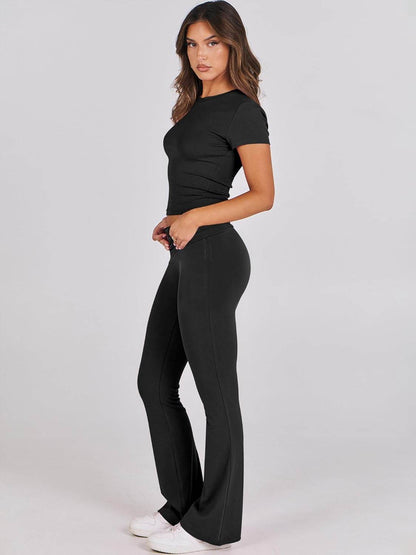 ANRABESS Lounge Sets for Women 2 piece Foldover Yoga Flare Leggings Pants Crop Tops Casual Y2K Outfits Matching Tracksuit Set - zenfulharmony.com