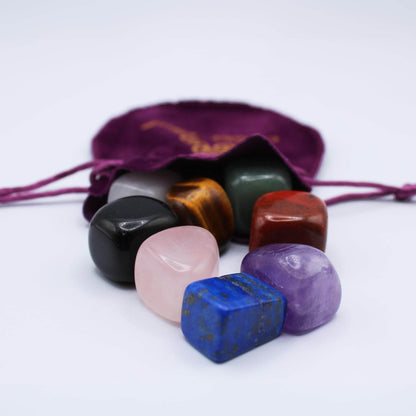 Chakra Stones Set of 7+1, Protection Crystals for Chakra Balancing, Healing Crystals and Stones for Crystal Therapy, Meditation & Reiki, Tumbled & Polished - zenfulharmony.com