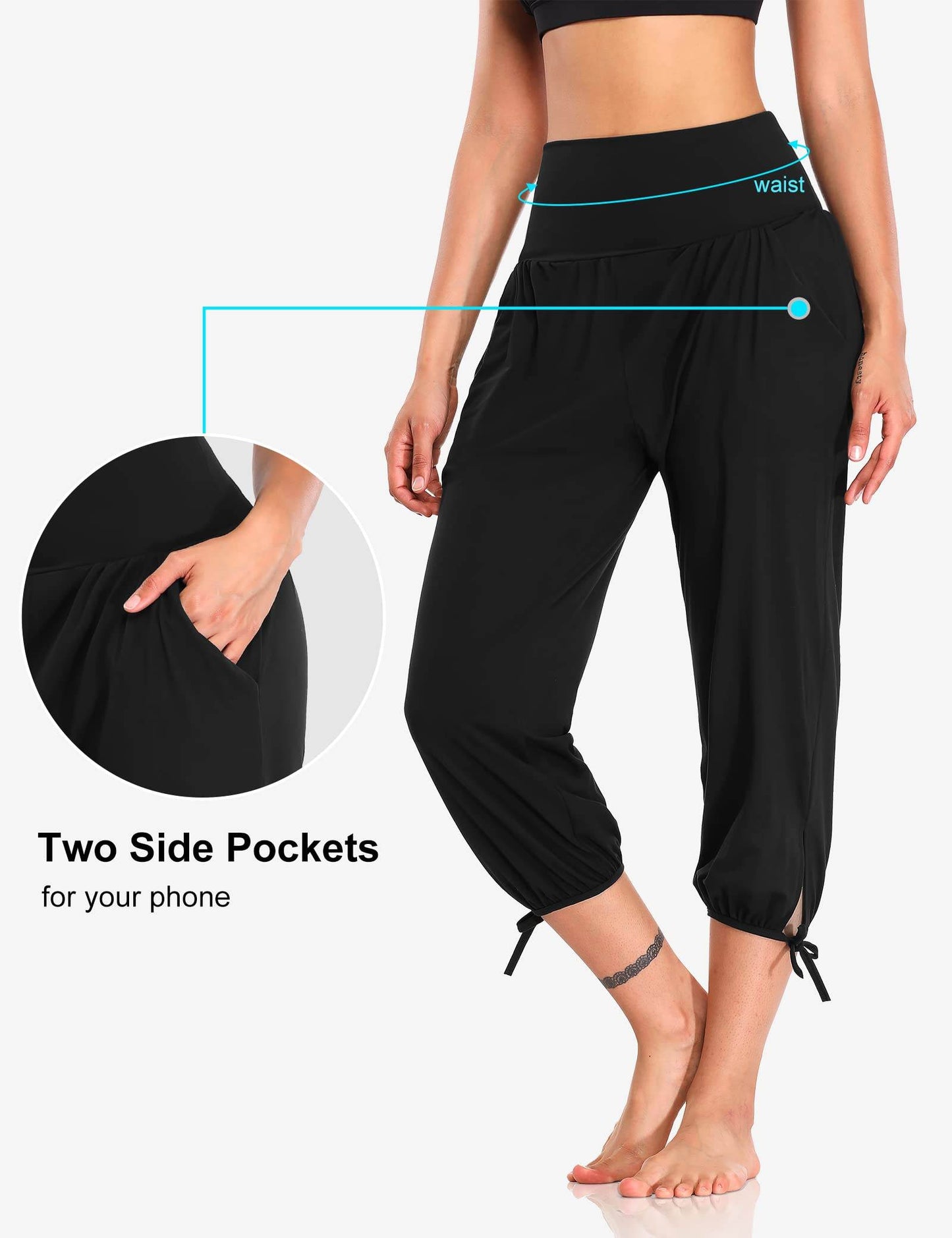 DIBAOLONG Womens Yoga Pants Capri Loose Workout Sweatpants Comfy Lounge Joggers with Pockets Black XL - zenfulharmony.com