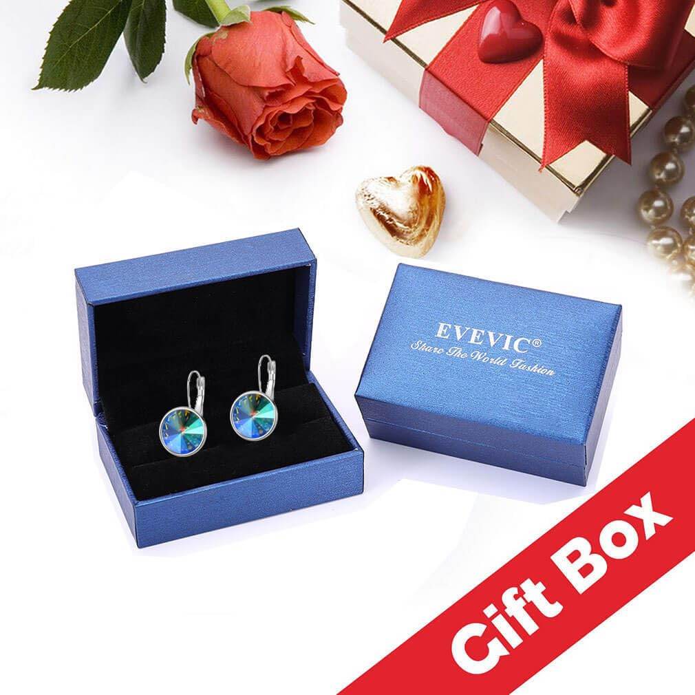 Austrian Crystal Round Drop Leverback Earrings for Women 14K Gold Plated Hypoallergenic Hoop Earrings (Rainbow) - zenfulharmony.com