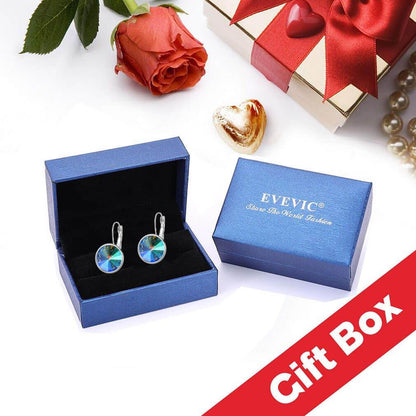 Austrian Crystal Round Drop Leverback Earrings for Women 14K Gold Plated Hypoallergenic Hoop Earrings (Rainbow) - zenfulharmony.com