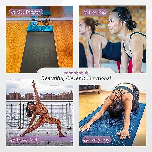Clever Yoga - Yoga Towel Mat, Sweat Absorbent Suede Hot Yoga Mat Towel, Hot Yoga Towel with Honeycomb Design for Hot Yoga, Non-Slip Yoga Mat for Hot Pilates, Hot Yoga Towels for Women - Blue - zenfulharmony.com