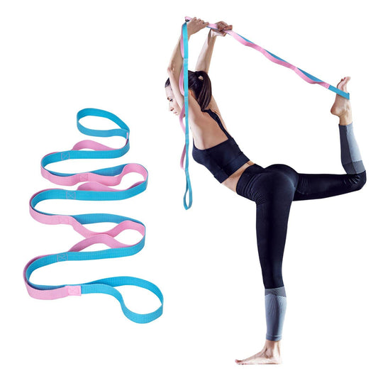 Amrules Yoga Strap for Stretching with 10 Loops Inelastic Soft Polyester Cotton Stretch Out Band for Exercise, Yoga, Pilates and Dance for Men and Women, Pink - zenfulharmony.com
