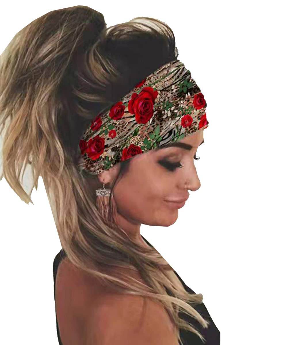 K-Elewon 3 Pack Women Wide Elastic Head Wrap Headband Sports yoga Hair Band Headwear(3 Pack(A26)) - zenfulharmony.com