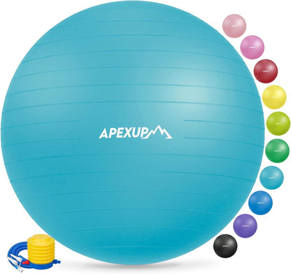 APEXUP Yoga Ball Exercise Ball, Pilates Ball, Anti Slip Stability Ball, Heavy Duty Gym Ball for Fitness, Balance, Core Workout, Physical Therapy - zenfulharmony.com