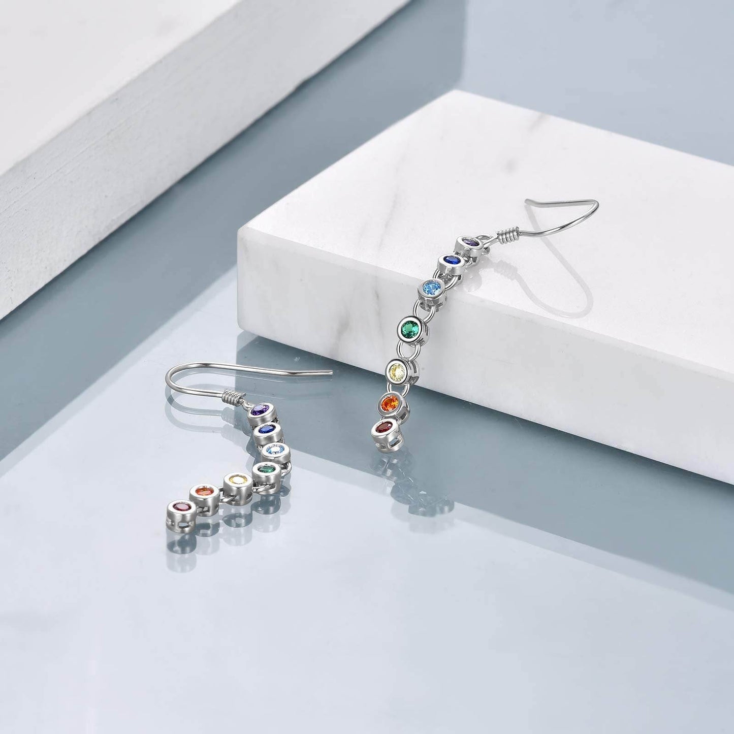 Sterling Silver Chakra Earrings Chakra dangle Drop Earrings Chakra Gifts for Women - zenfulharmony.com