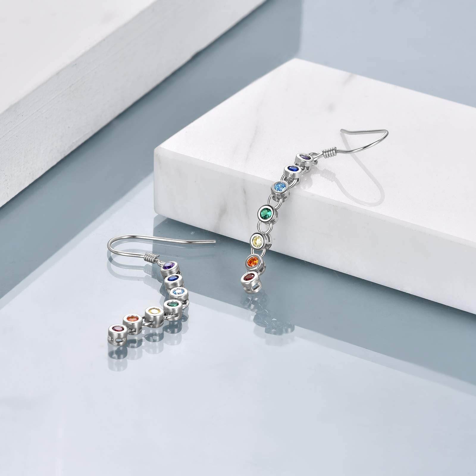 Sterling Silver Chakra Earrings Chakra dangle Drop Earrings Chakra Gifts for Women - zenfulharmony.com