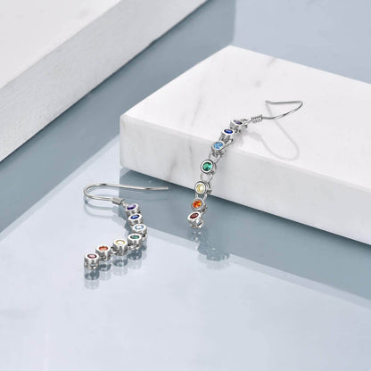 Sterling Silver Chakra Earrings Chakra dangle Drop Earrings Chakra Gifts for Women - zenfulharmony.com