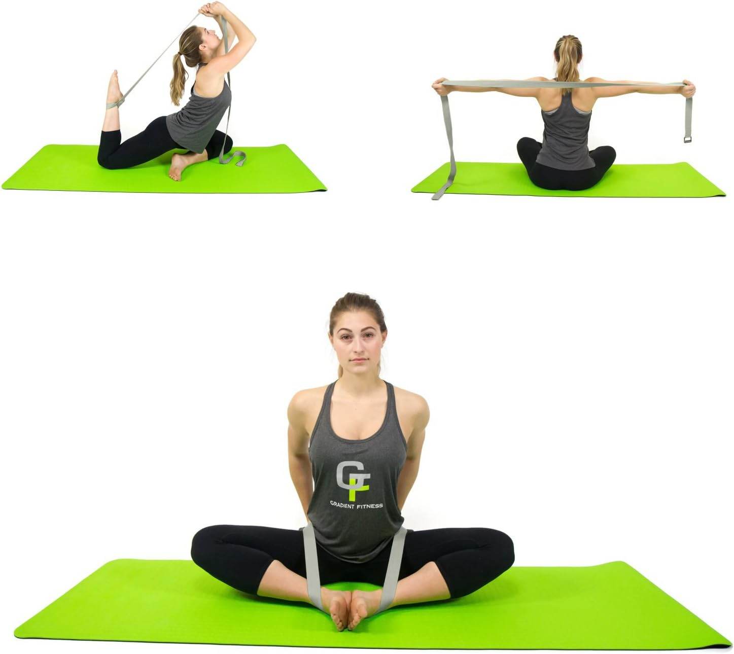 Gradient Fitness Yoga Strap, Friction-Less Easy-Feed Buckle, Super Soft Cotton/Polyester Blend Webbing, Free eGuide. (8 Feet) - zenfulharmony.com