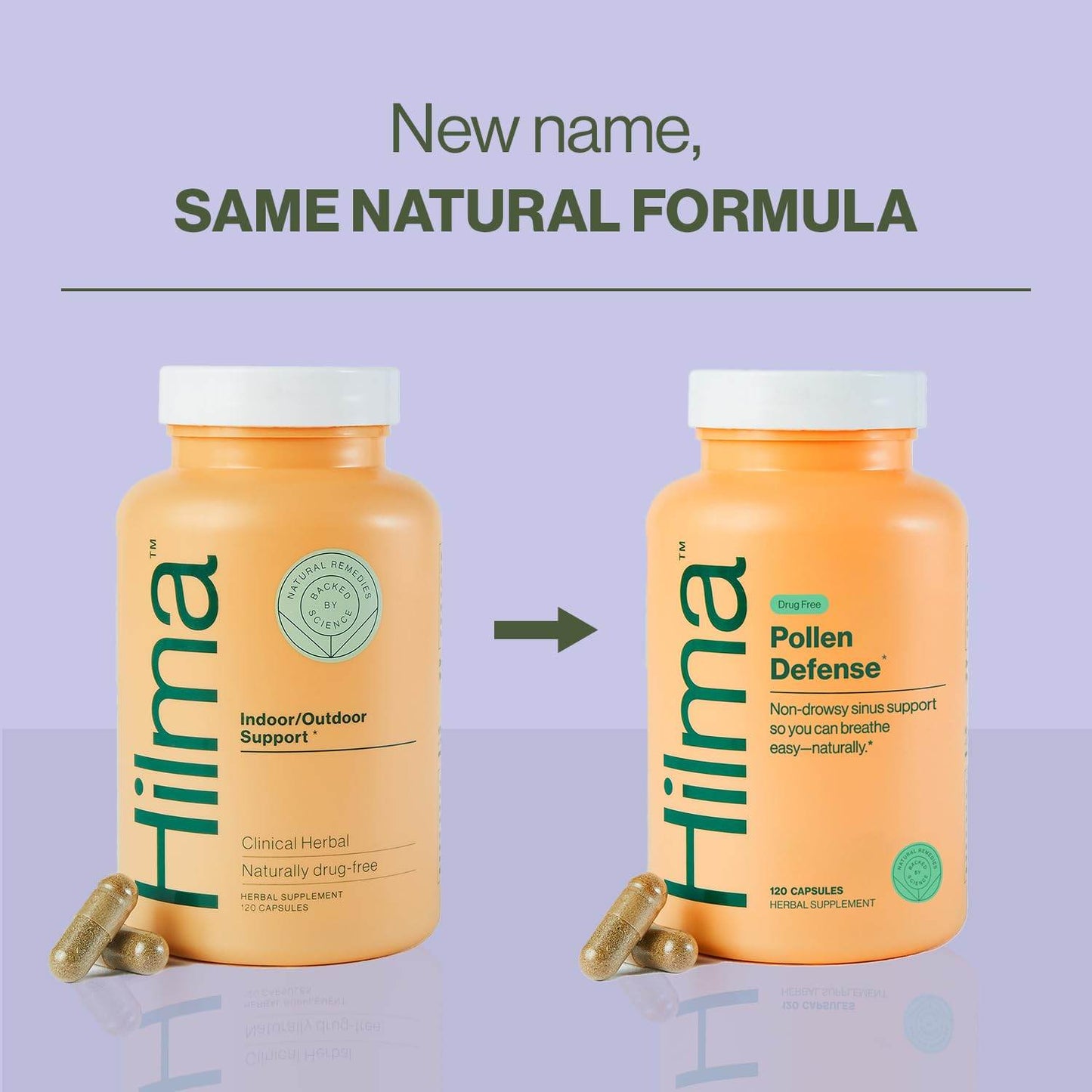 Hilma Natural Sinus Support – All Day Allergy & Sinus Relief from Pollen & Dust w/Butterbur, Stinging Nettles & Spirulina - Non-Drowsy - Organic, Clinically Proven Ingredients - 120 Vegan Capsules - zenfulharmony.com