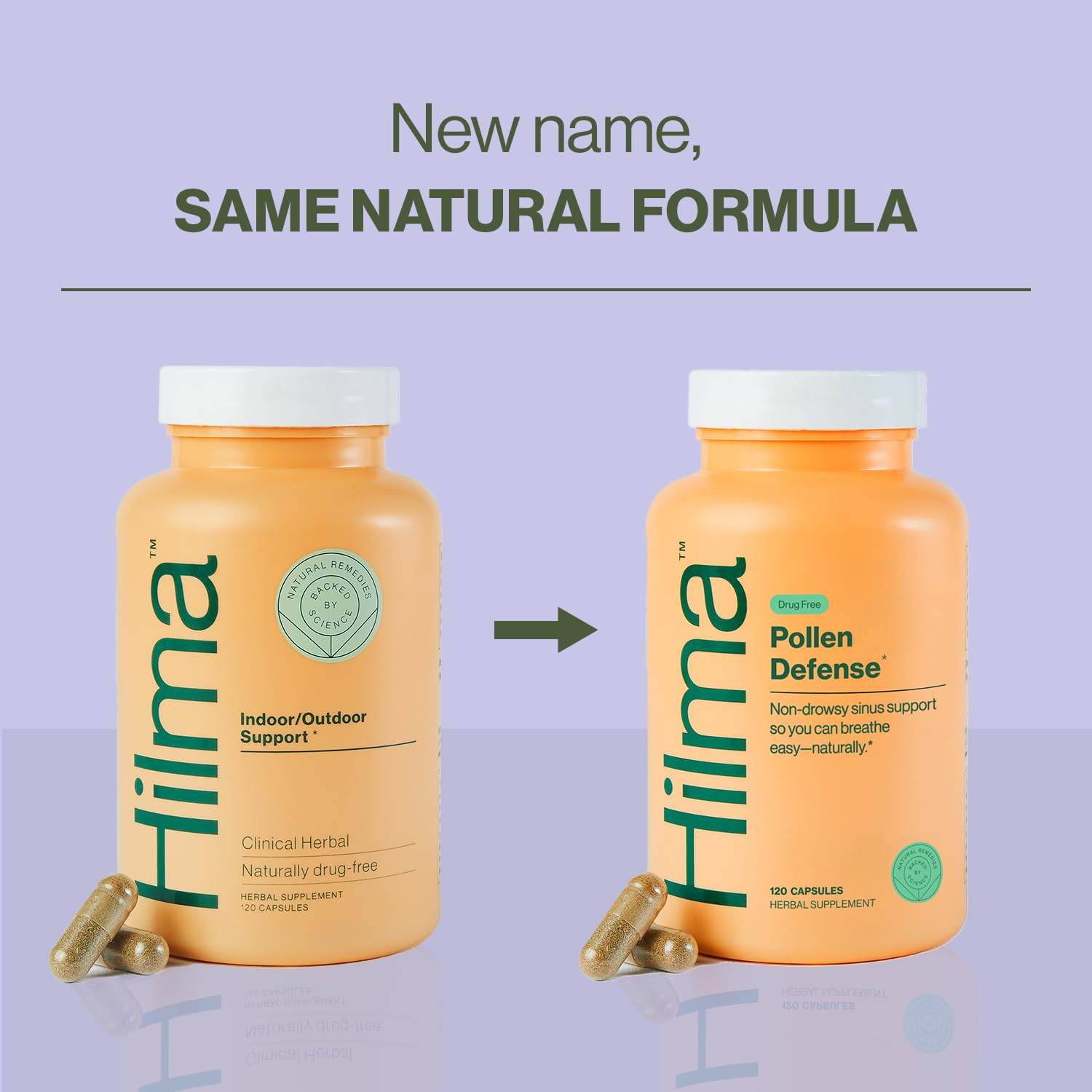 Hilma Natural Sinus Support – All Day Allergy & Sinus Relief from Pollen & Dust w/Butterbur, Stinging Nettles & Spirulina - Non-Drowsy - Organic, Clinically Proven Ingredients - 120 Vegan Capsules - zenfulharmony.com