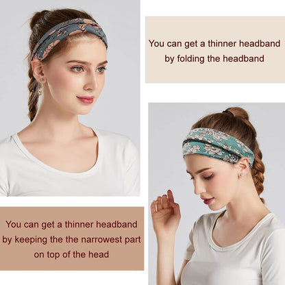 Boho Headbands For Women Fashion Wide Headband Yoga Workout Head Bands Hair Accessories Band 6 Pack - zenfulharmony.com
