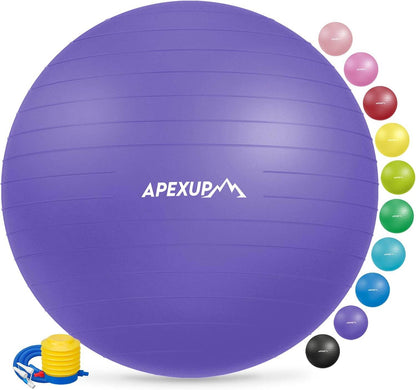 APEXUP Yoga Ball Exercise Ball, Pilates Ball, Anti Slip Stability Ball, Heavy Duty Gym Ball for Fitness, Balance, Core Workout, Physical Therapy - zenfulharmony.com