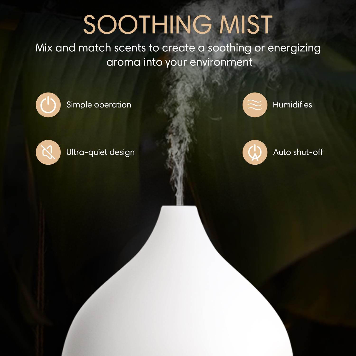 SALKING Essential Oil Diffuser, 100ml Small Aromatherapy Diffuser with Auto Shut-Off Function, Ultrasonic Diffusers for Essential Oils, Cool Mist Humidifier with Warm White Lights, for Office Home - zenfulharmony.com