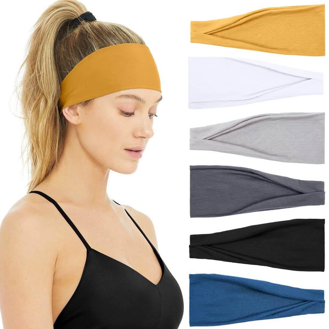 Huachi Non Slip Headbands for Fashion Workout Yoga Sports Exercise Sweatbands Summer Accessories Elastic Bands - zenfulharmony.com