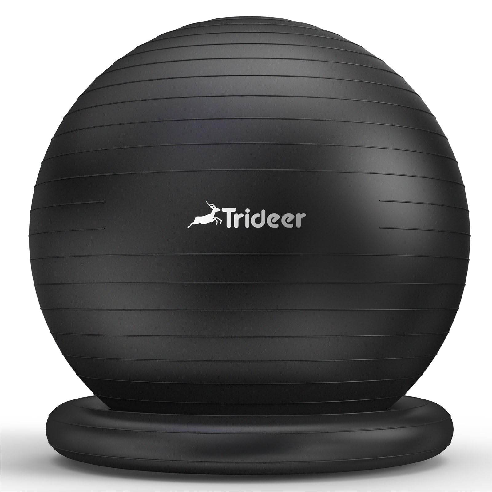 Trideer Ball Chair Yoga Ball Chair Exercise Ball Chair with Base for Home Office Desk, Stability Ball & Fitness Ball Seat to Relieve Back Pain, Home Gym Workout Ball for Abs, Pregnancy Ball with Pump - zenfulharmony.com
